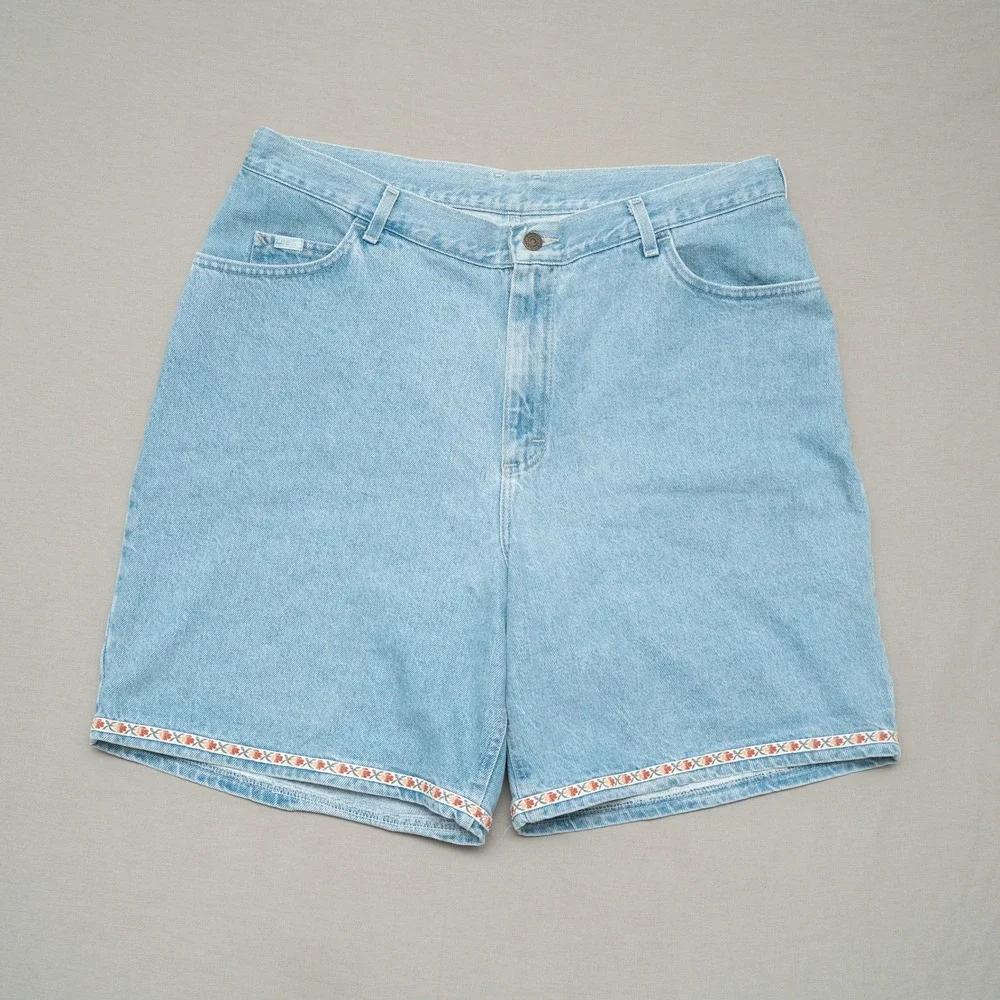 Vintage 80s 90s Lee Floral Border Relaxed Baggy Fit Denim Jeans Womens 20W